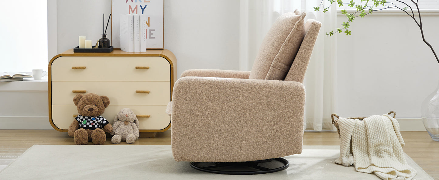 variant-group:rf-n701p348238o|Roomfitters Swivel Rocker Recliner Chair, Glider Rocking Armchair, Teddy Fleece Nursery Reclining Lounge Accent Chair, Oatmeal