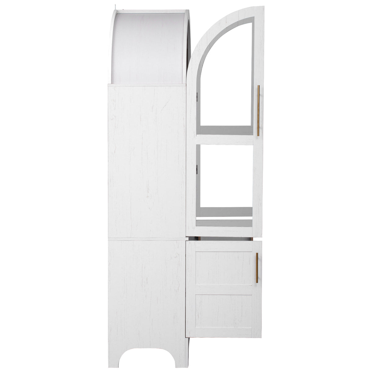 variant-group:rf-n707s288969w|Roomfitters 71" Pantry Cabinet with Arched Top & Glass Doors, 4-Door Storage Hutch with Adjustable Shelves for Kitchen, White