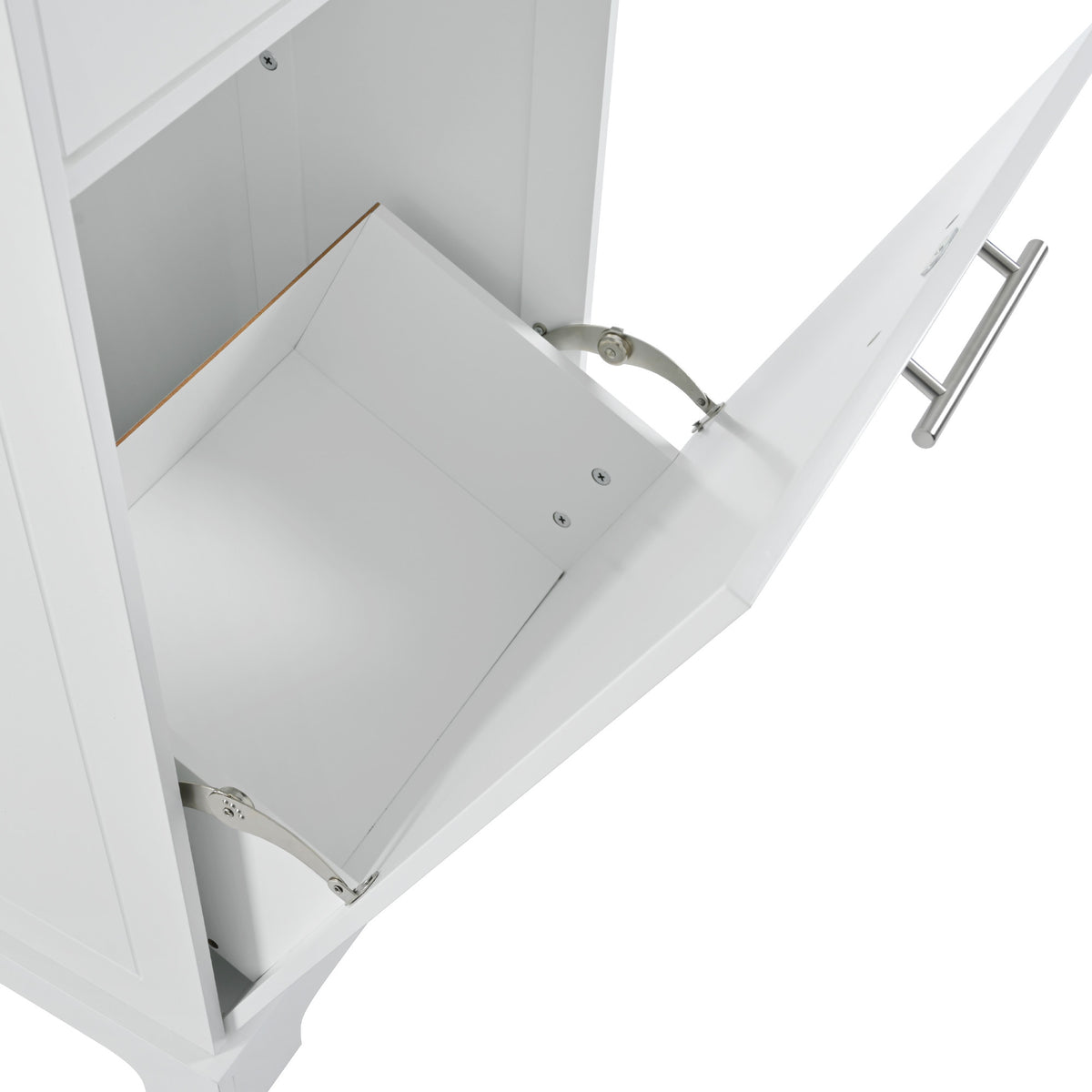 variant-group:rf-n707p221571w|Roomfitters Fluted Kitchen Island with Trash Can Cabinet, Power Outlet, Storage Rack, Rolling Cart with Open Side Racks, White