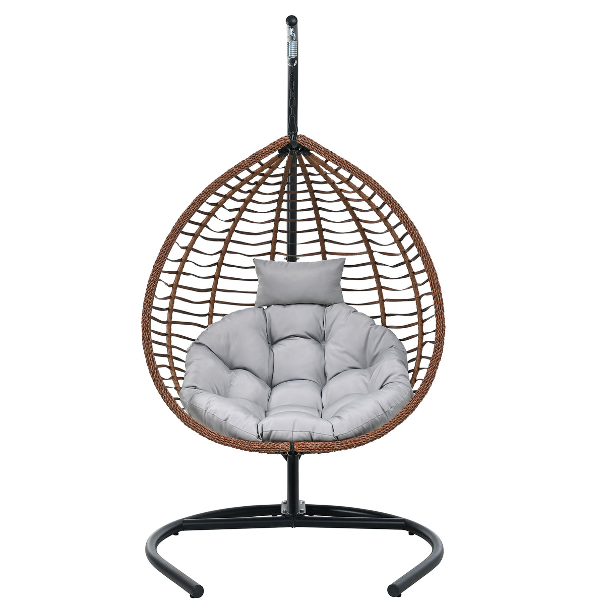variant-group:rf-n711p389502g|Roomfitters Indoor Outdoor Hanging Egg Hammock Chair with Stand, Wicker Rattan Swing for Patio and Bedroom, Brown+Gray