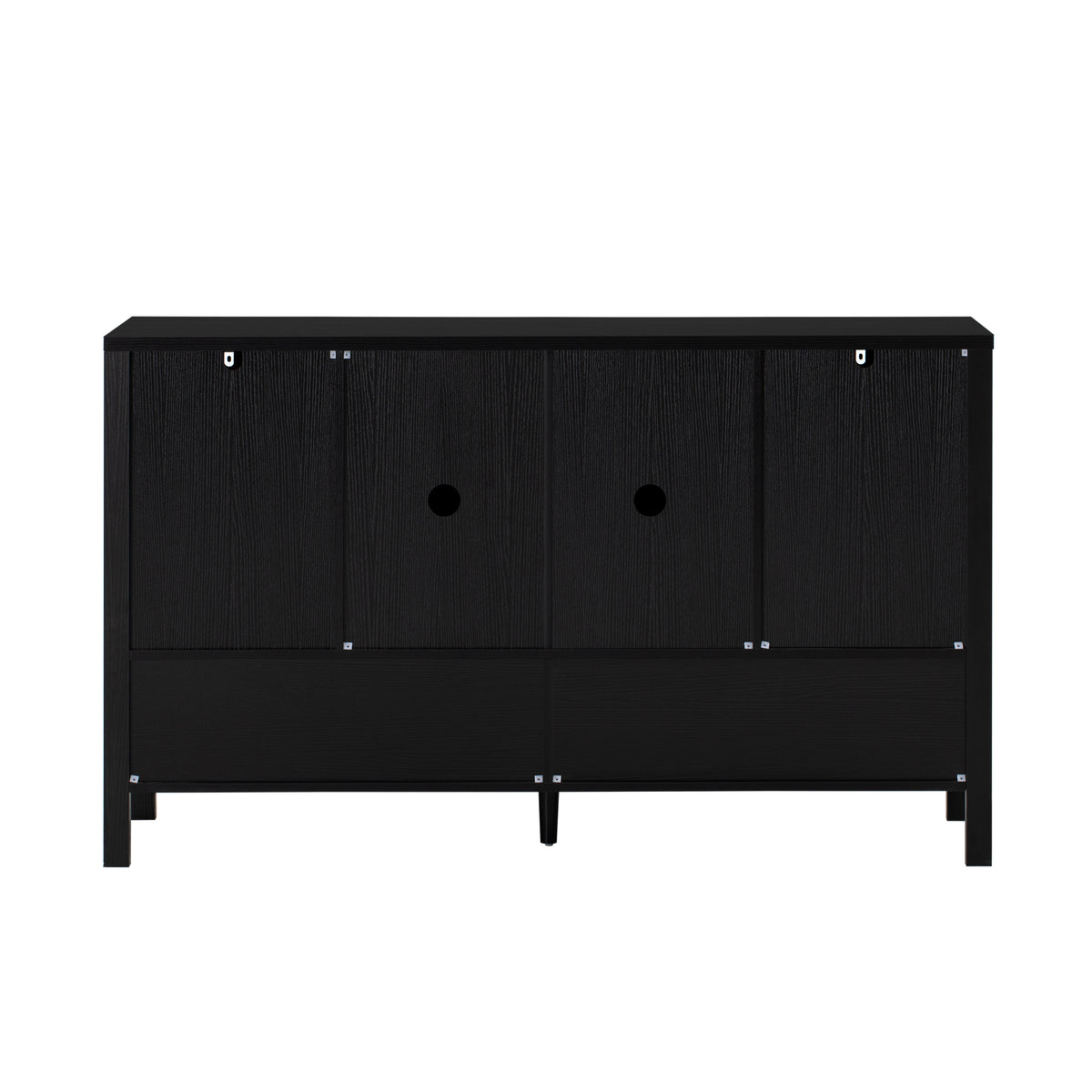 variant-group:rf-n711p345165b|Roomfitters Sideboard Buffet Cabinet with 4 Door Mid-century Modern Geometric Storage and Open Shelf for Kitchen & Dining, Black