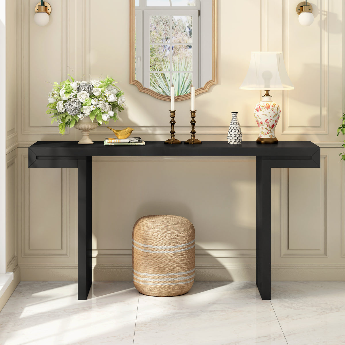 variant-group:rf-n711p303209b|Roomfitters 60" Modern Minimalist Console Table, Slim Entryway Sofa Table for Hallway and Living Room Decor, Black