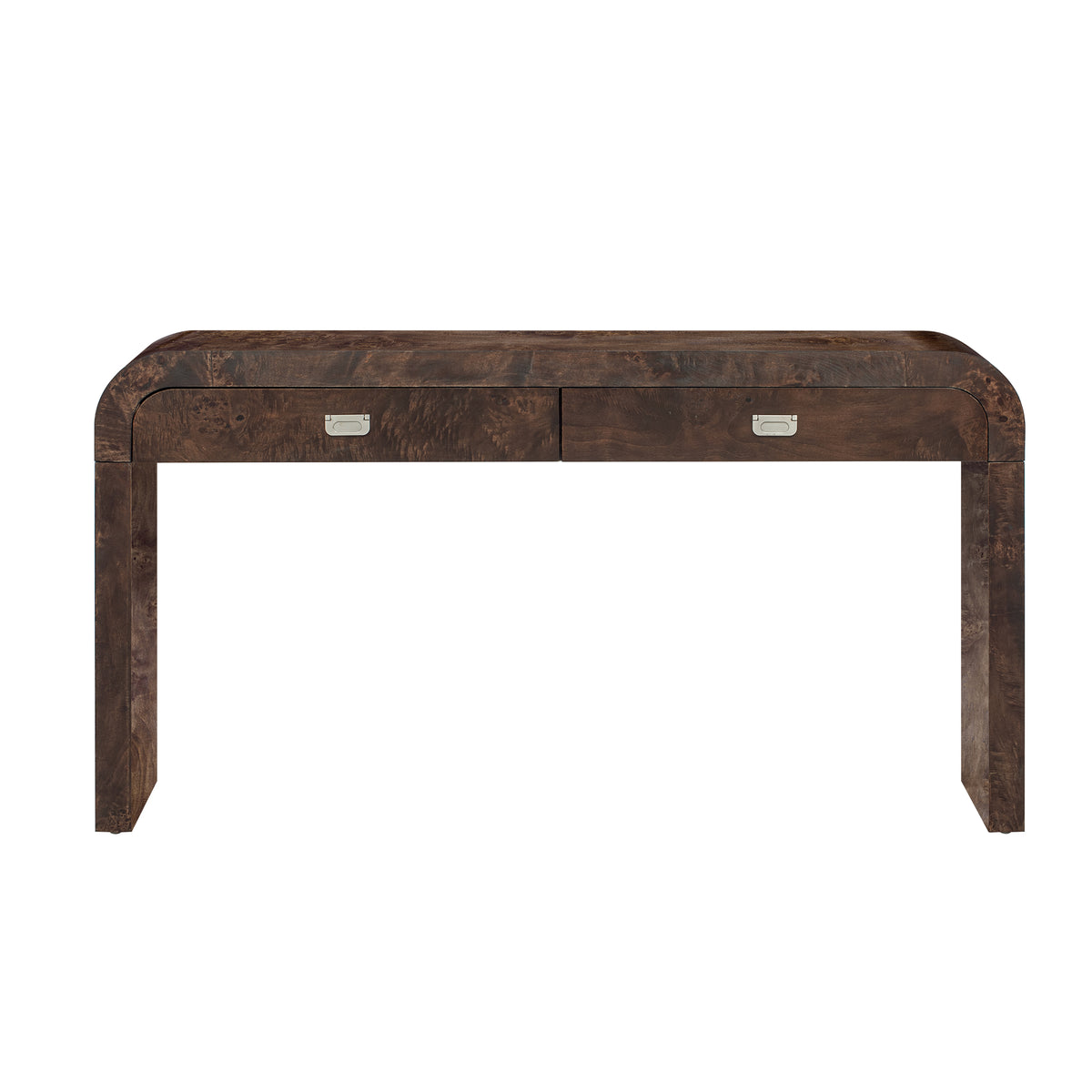 variant-group:rf-n711p216235p|Roomfitters 60'' Modern Wooden Console Table with 2 Storage Drawers, Burl Veneer Entryway Table with Metal Handles for Living Room, Hallway or Office, Dark Brown