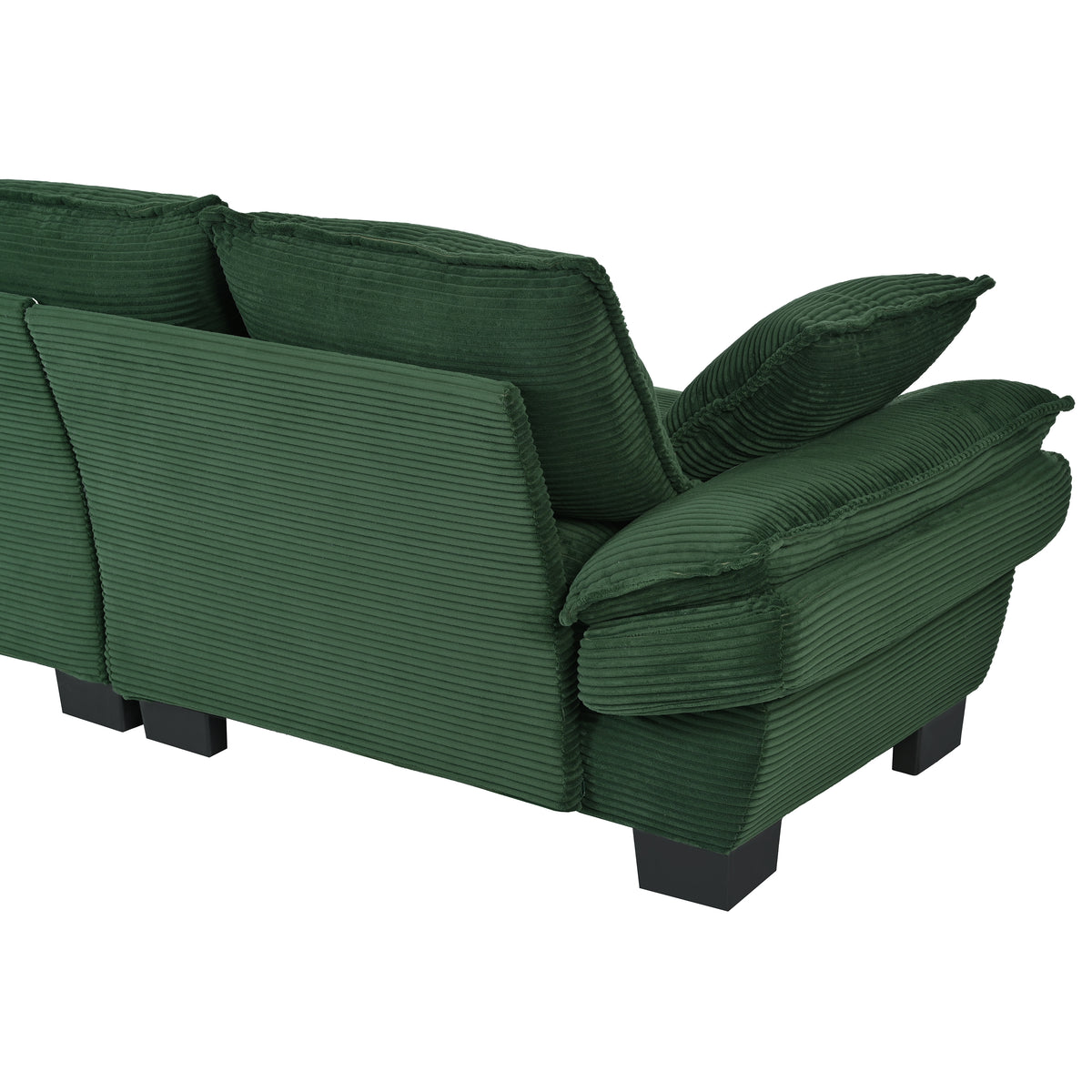 variant-group:rf-n711p192059c|Roomfitters 85.4" Modern Curved Sofa, Back Upholstered Couch with 2 Decorative Throw Pillows, Corduroy Fabric Couch for Living Room, Bedroom, Apartment, Dark Green