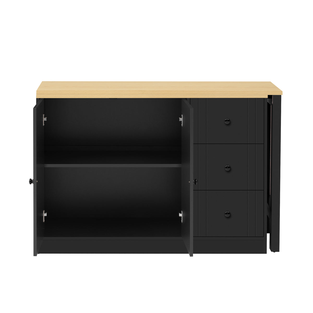 variant-group:rf-n711p334768o|Roomfitters Extendable Sideboard Buffet Cabinet with Storage, Multifunctional Console Table for Dining Room, Black+Natural
