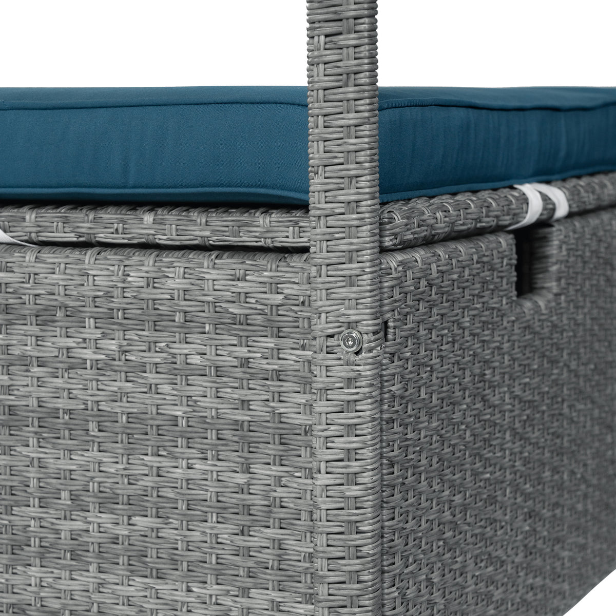 variant-group:rf-n711wy000471aac|Roomfitters Modern Tropical Dark Blue PE Rattan Outdoor Double Sun Lounger, Patio Daybed, Adjustable Recline, Canopy