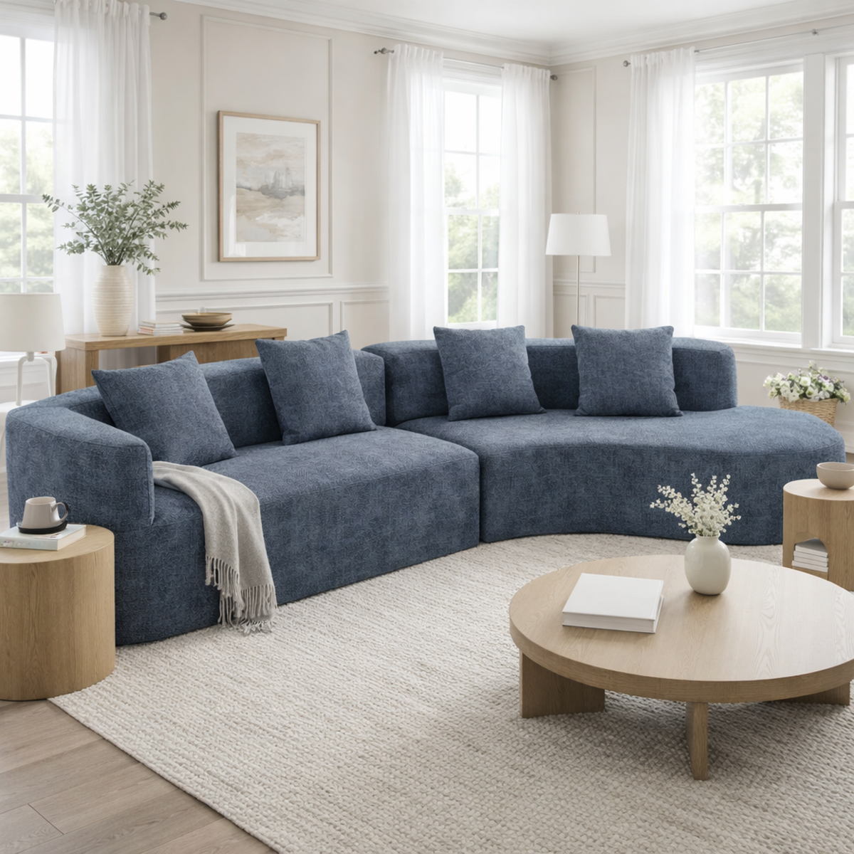 variant-group:rf-n711wy000456aae|Roomfitters 132" Sectional Sofa, Modern Curved Design L-Shaped Modular Couch for Living Room Furniture, Dark Blue