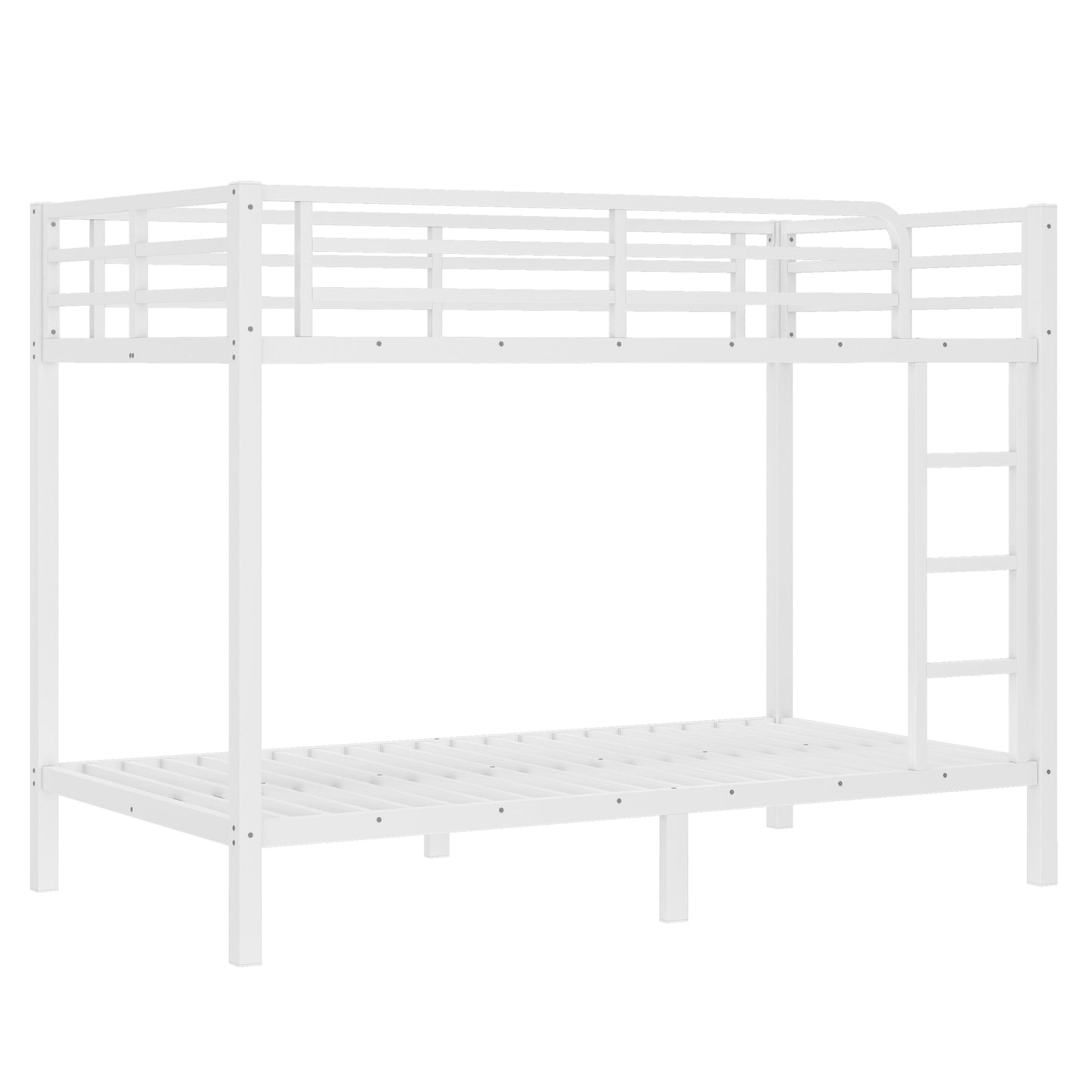 variant-group:rf-w1580p329009|Roomfitters Metal Twin XL Over Twin XL Bunk Bed Frame with Ladder & Safety Rail, Heavy-Duty Space-Saving Design, White
