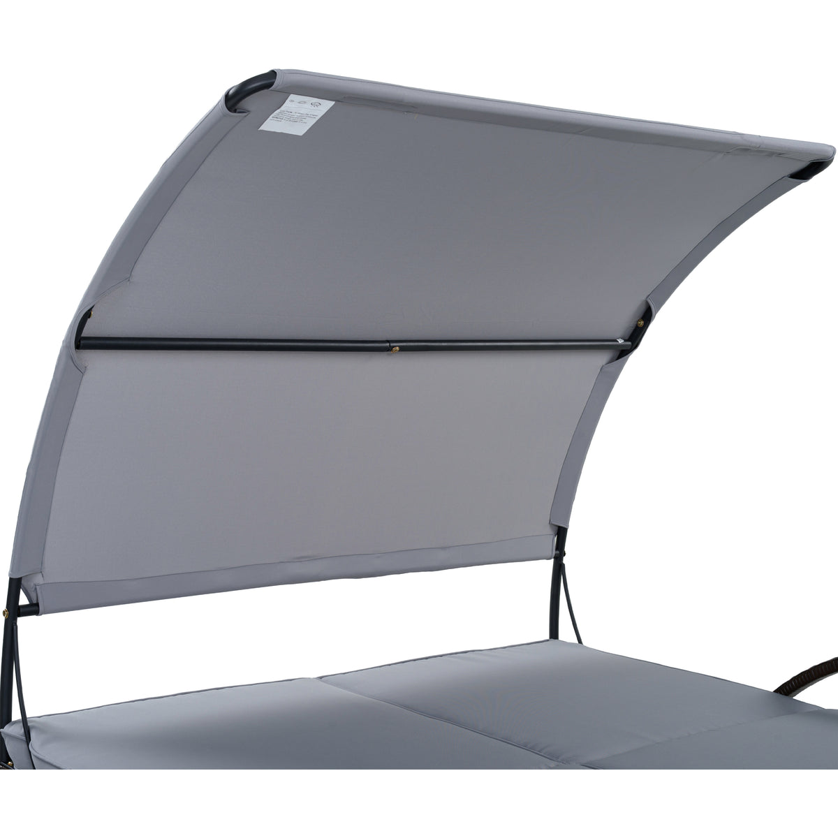 variant-group:rf-n711wy000485aae|Roomfitters Slate Grey HDPE Wicker Outdoor Double Sunbed, Steel Frame Patio Chaise, Hidden Side Tables, Canopy