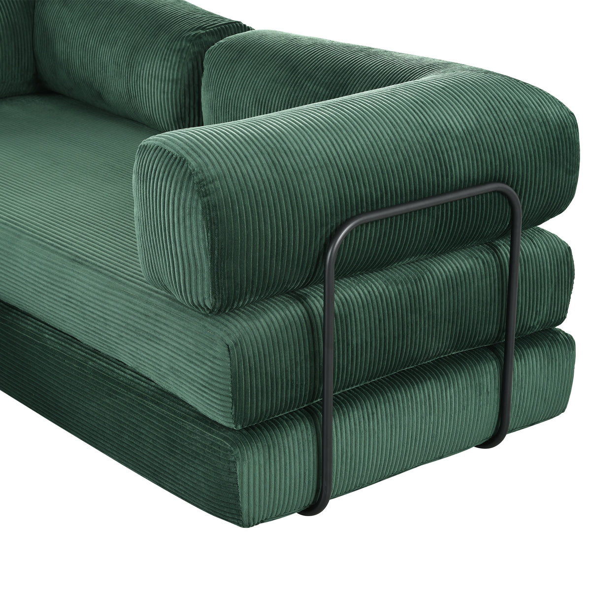 variant-group:rf-n711wy000463aac|Roomfitters Modern L-Shaped Modular Sofa Bed, Corduroy Convertible Sleeper Sectional Couch with Industrial Metal Frame, Green