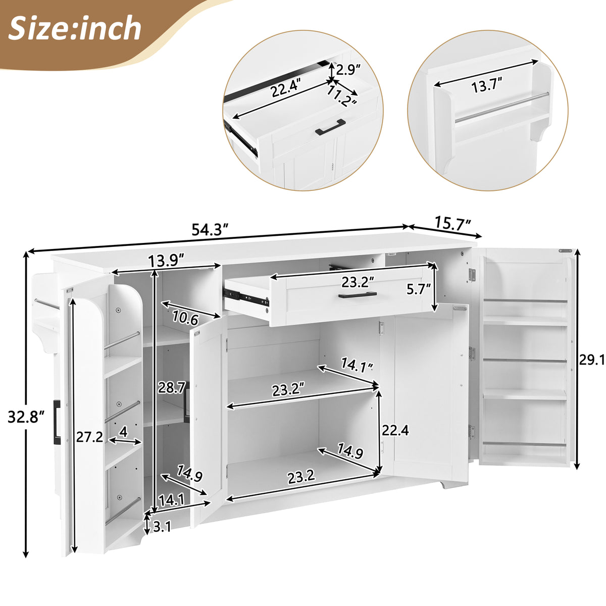 variant-group:rf-n711p437643k|Roomfitters Modern Contemporary White Melamine MDF Sideboard Buffet Cabinet Dining Room Storage Kitchen Credenza