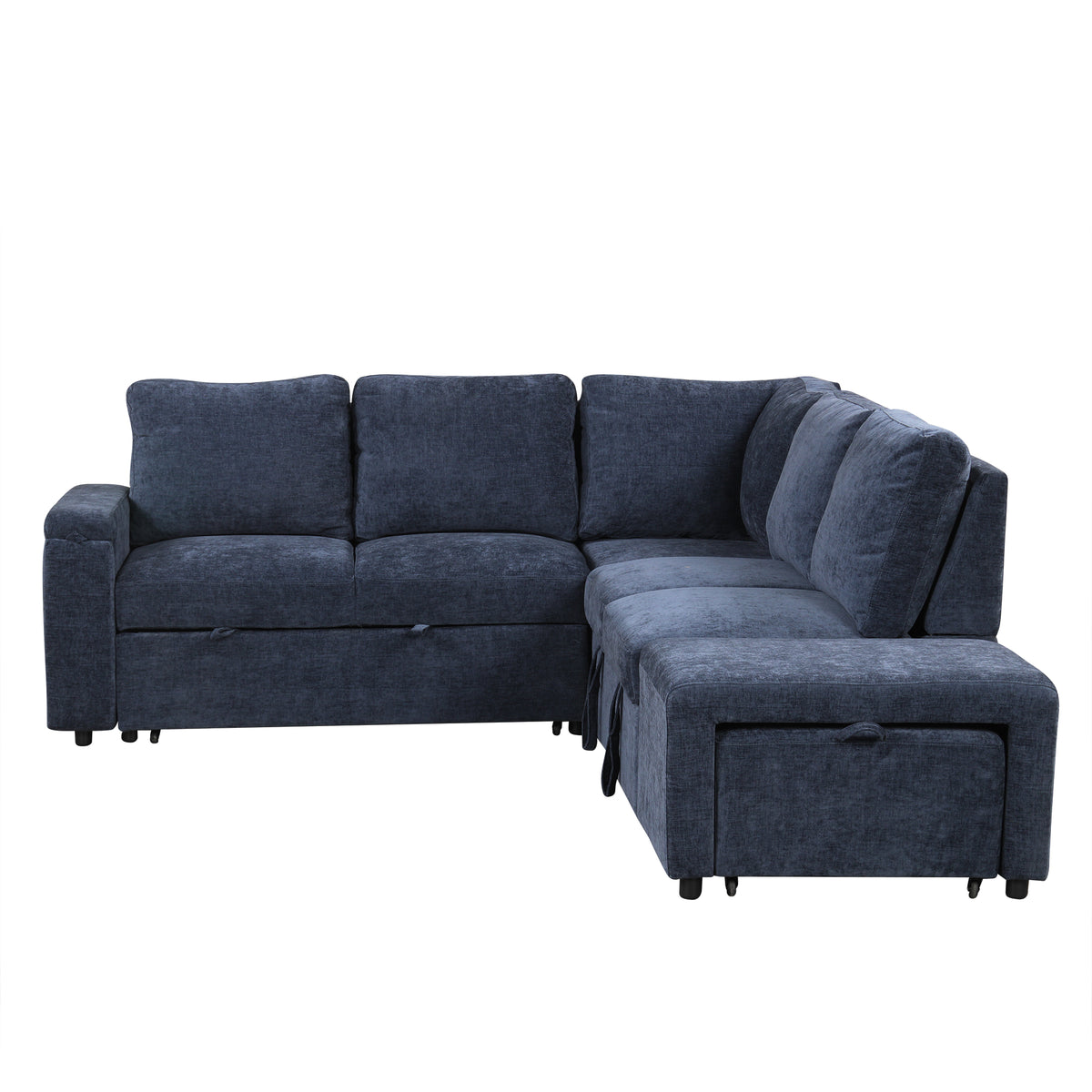variant-group:rf-n711wy000390aac|Roomfitters L-Shaped Padded Modular Sofa with Storage Space, USB Ports, and Cup Holders on the Armrests, Suitable for Living Rooms, Offices, and Apartments, Blue
