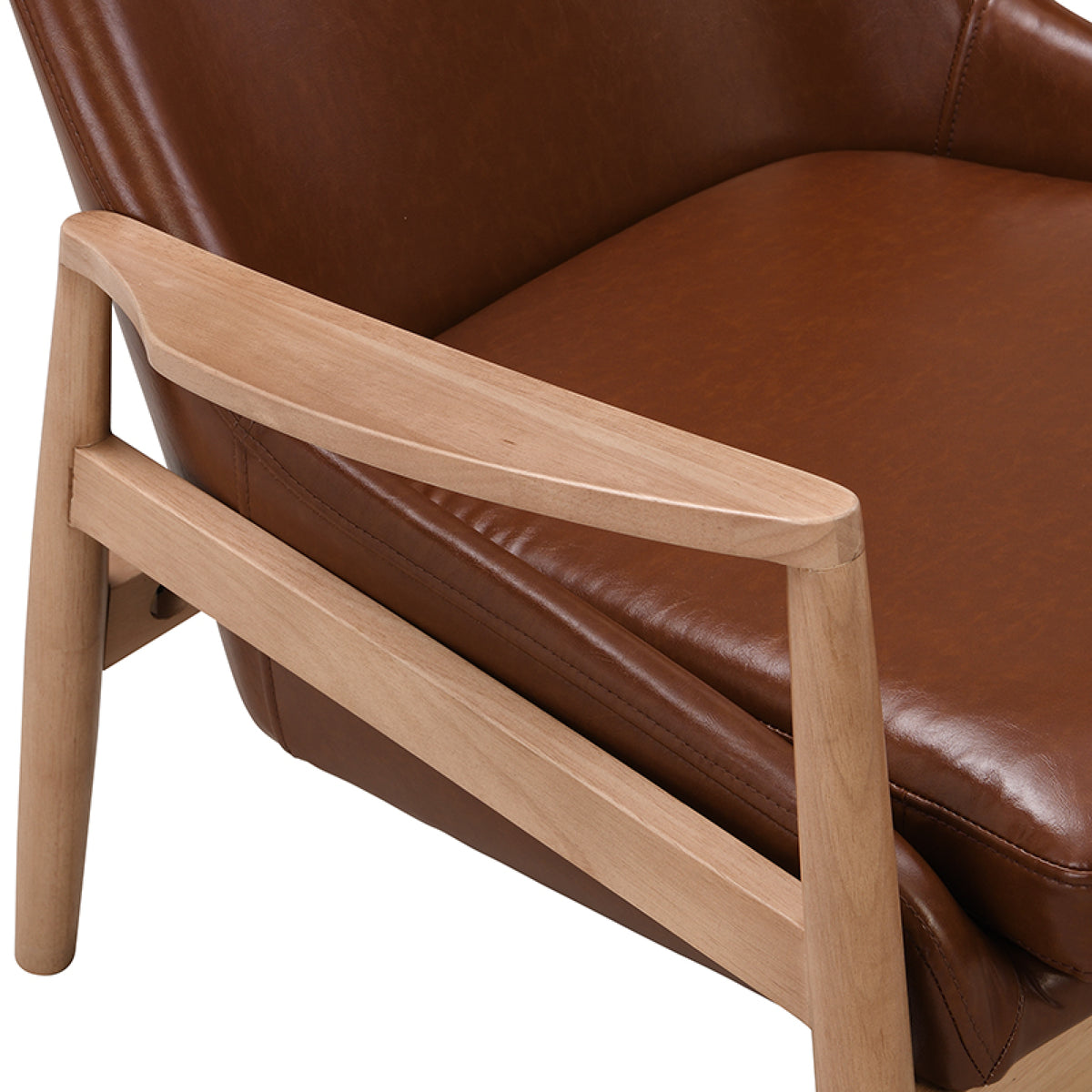 variant-group:rf-n724sj000145aad|Roomfitters PU Leather Mid-Century Accent Chairs with Solid Wood Frame and High Backrest, Set of 2, Brown