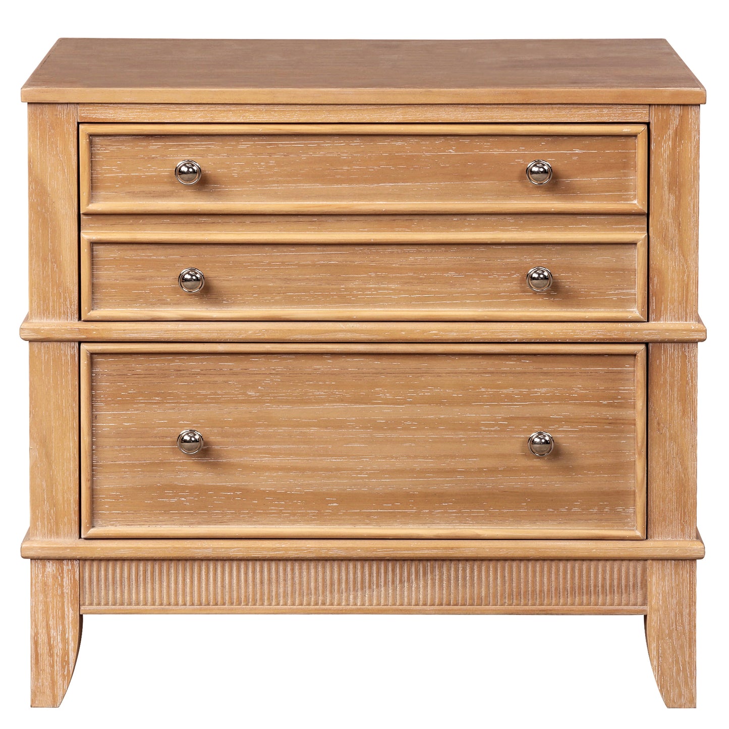 variant-group:rf-n701p183796d|Roomfitters 3 Drawer Farmhouse Wood Nightstand Side Table, Fully Assembled Bedside Accent Furniture, Felt Lined, Hazel