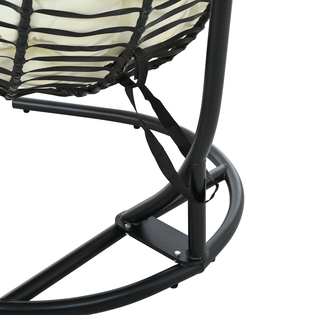 variant-group:rf-n711p389502a|Roomfitters Indoor Outdoor Hanging Egg Hammock Chair with Stand, Wicker Rattan Swing for Patio and Bedroom, Black+Beige