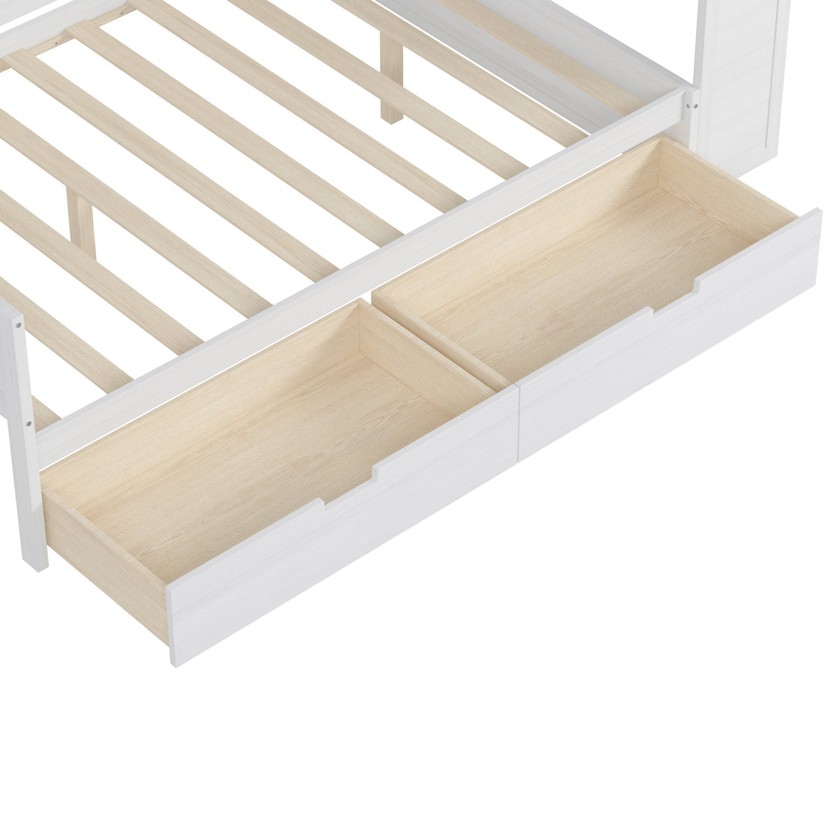 Roomfitters Full Daybed with Storage Shelves, Multi-Functional Bed with Drawers and Study Desk, Antique White