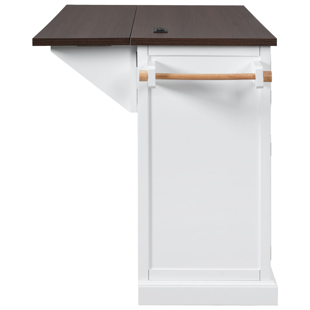 variant-group:rf-n707s300277w|Roomfitters 54.9" Kitchen Island with Drop Leaf, Rolling Kitchen Cart with Barn Door and Glass Door, Storage Cabinet, White
