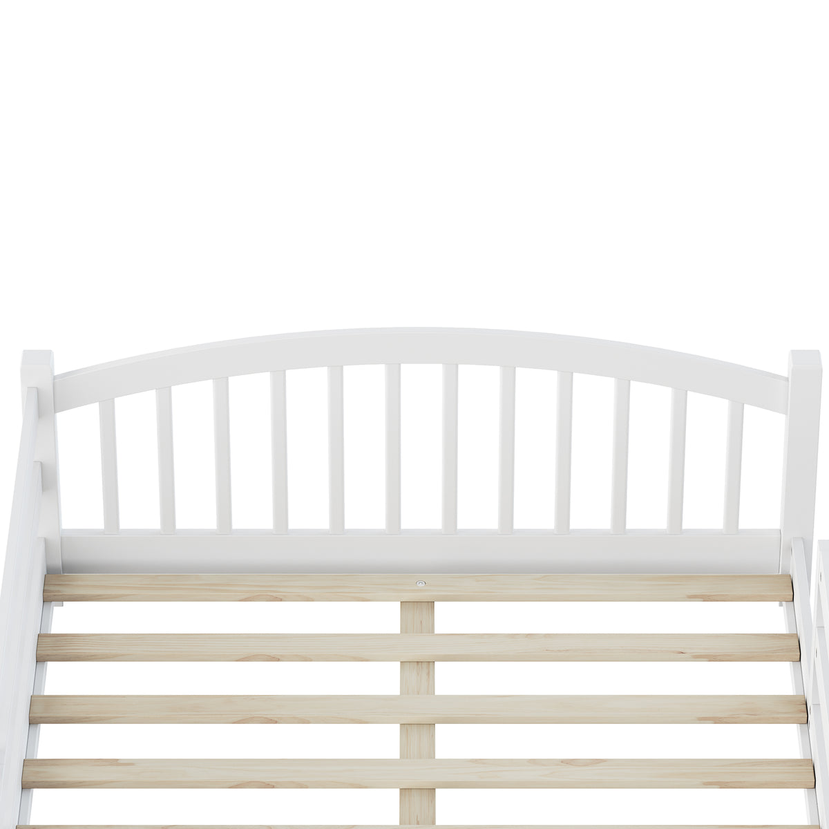 variant-group:rf-n733p400299k|Roomfitters Full Montessori Floor Bed with Guardrails, Solid Wood Low Platform Bed with Slats, Easy Assembly, White