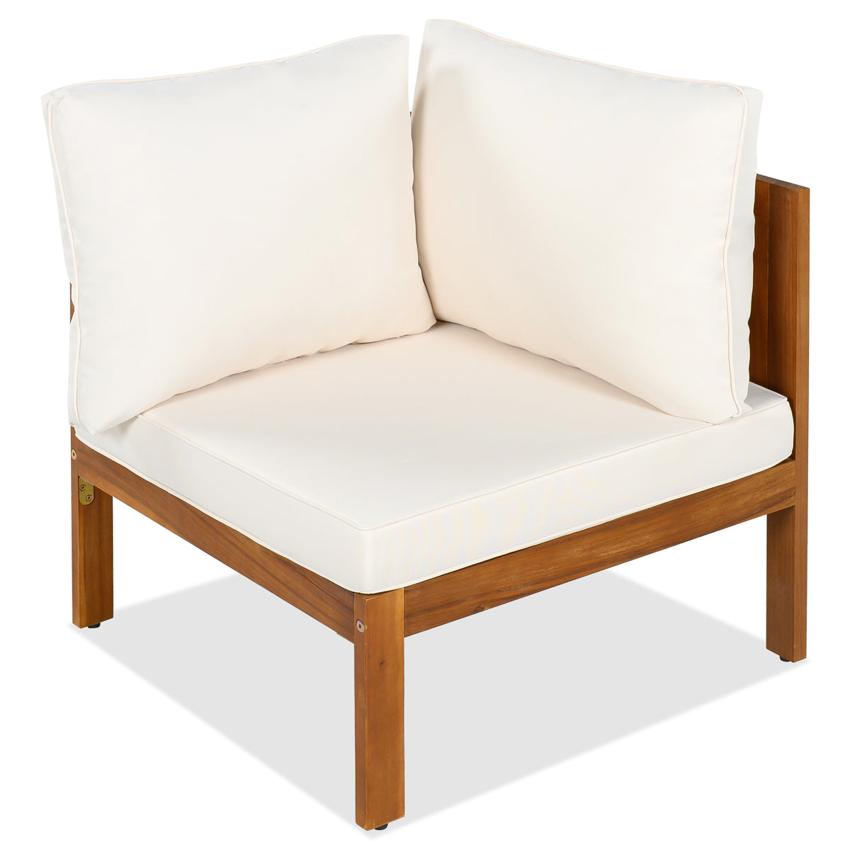 variant-group:rf-n704f201249n|Roomfitters 4-Piece Outdoor Sectional Sofa Set with Coffee Table and Built-in Side Shelves, Wood Frame, Beige+Teak