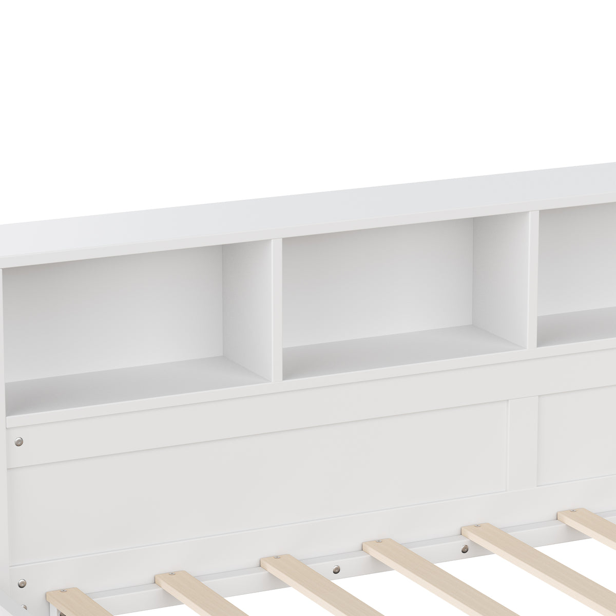 variant-group:rf-n733s369272k|Roomfitters Twin L-Shaped Daybed for 2 with 3 Storage Drawers, Wooden Corner Bed Frame with Bookshelf for Bedroom, White