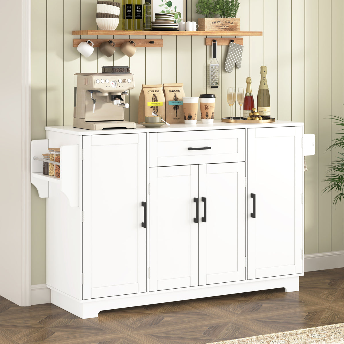 variant-group:rf-n711p437643k|Roomfitters Modern Contemporary White Melamine MDF Sideboard Buffet Cabinet Dining Room Storage Kitchen Credenza