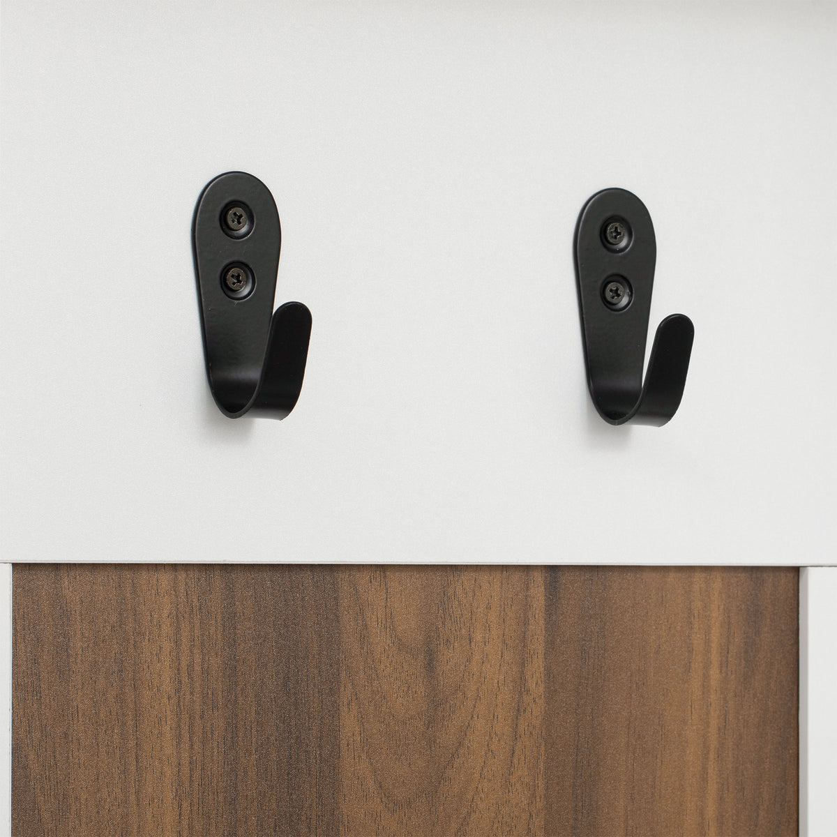 variant-group:rf-n724p235232d|Roomfitters 5-in-1 Entryway Bench with Coat Rack, Hooks, Drawers and Adjustable Shelves, Hall Tree for Hallway or Living Room, Brown+White