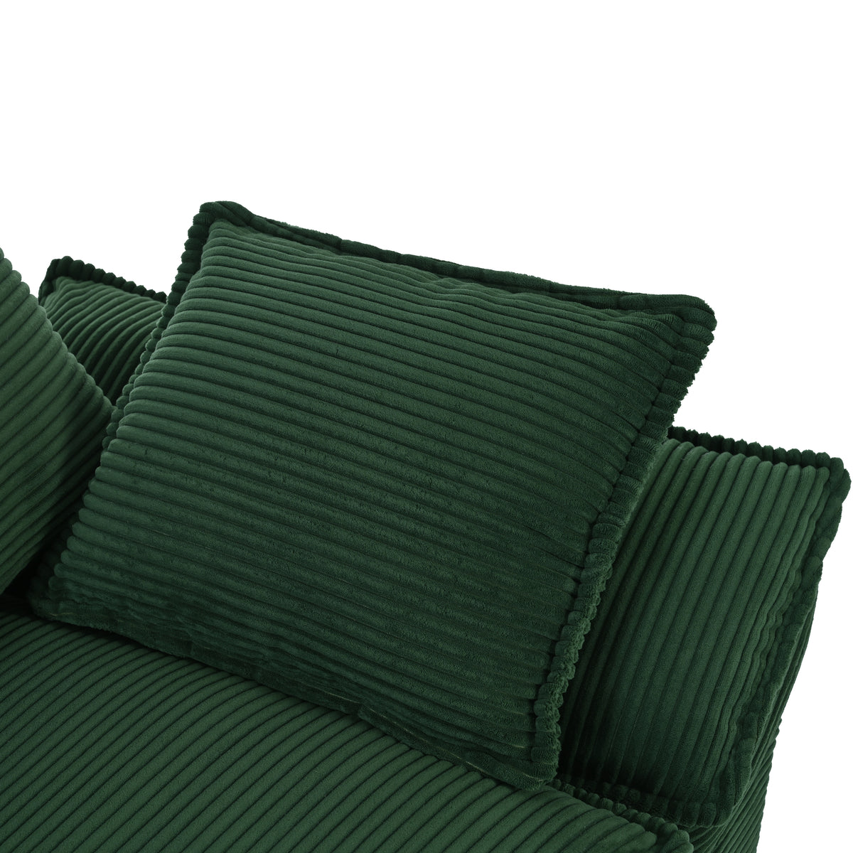 variant-group:rf-n711p192059c|Roomfitters 85.4" Modern Curved Sofa, Back Upholstered Couch with 2 Decorative Throw Pillows, Corduroy Fabric Couch for Living Room, Bedroom, Apartment, Dark Green