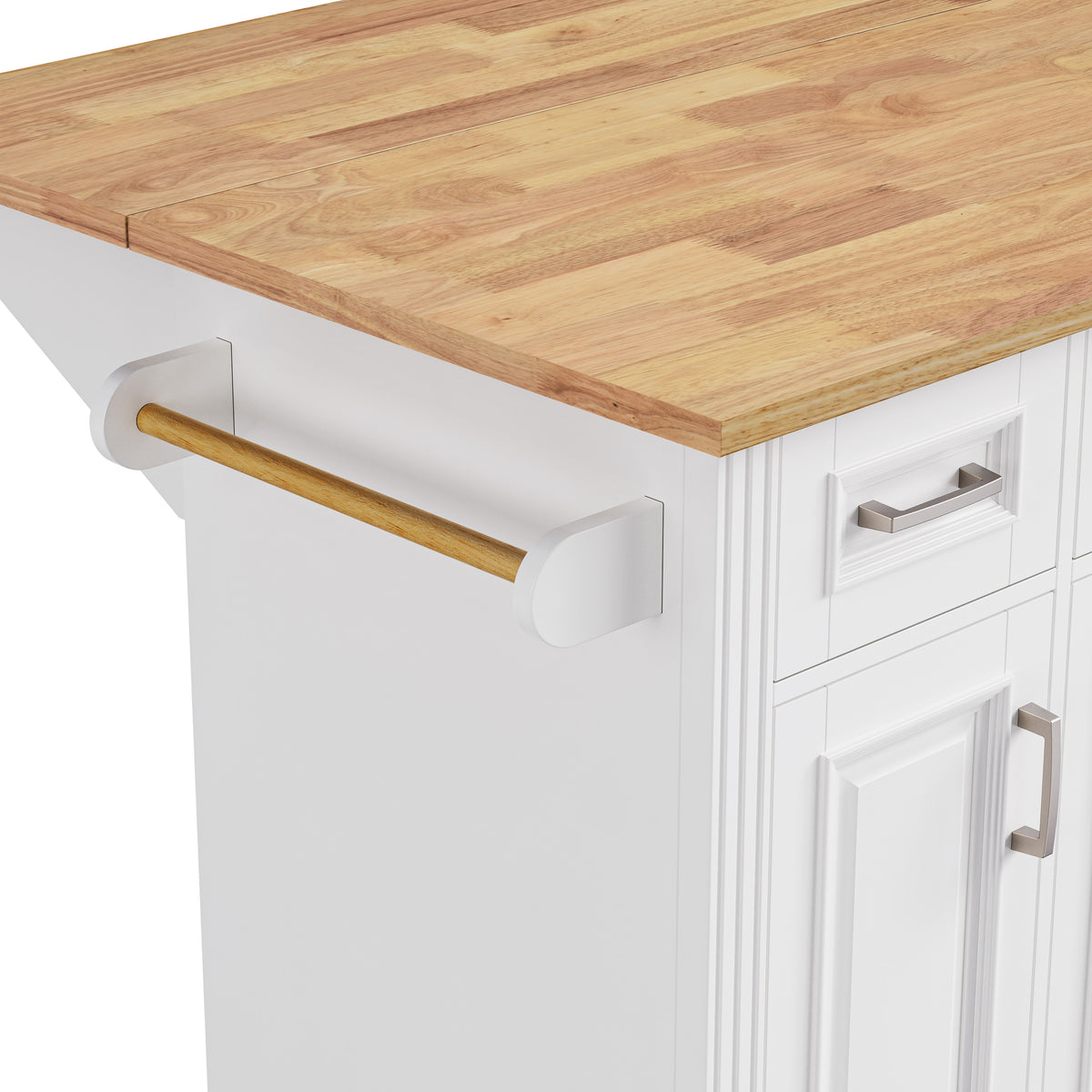variant-group:rf-n707s195395w|Roomfitters 54" Kitchen Island with Wood Top, Rolling Storage Cabinet with 3 Drawers and 3 Doors, Spice Rack, White