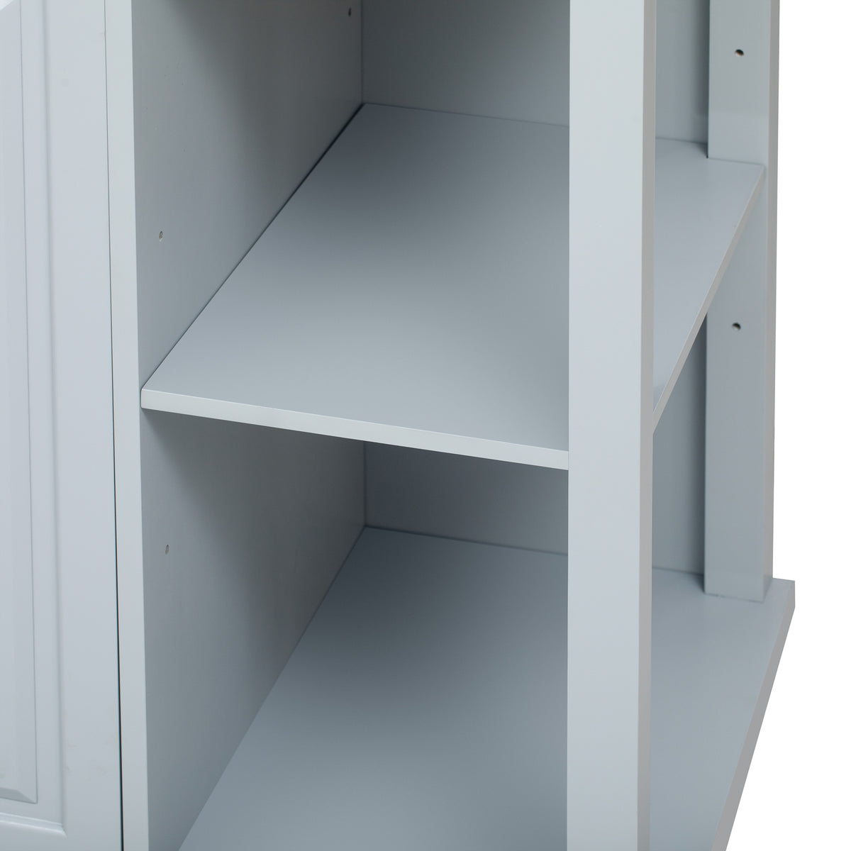 variant-group:rf-n707p215327g|Roomfitters 47" Kitchen Island with Extendable Dining Table, Storage Cabinet, Power Outlet, Rubber Wood Veneer, Grey Blue