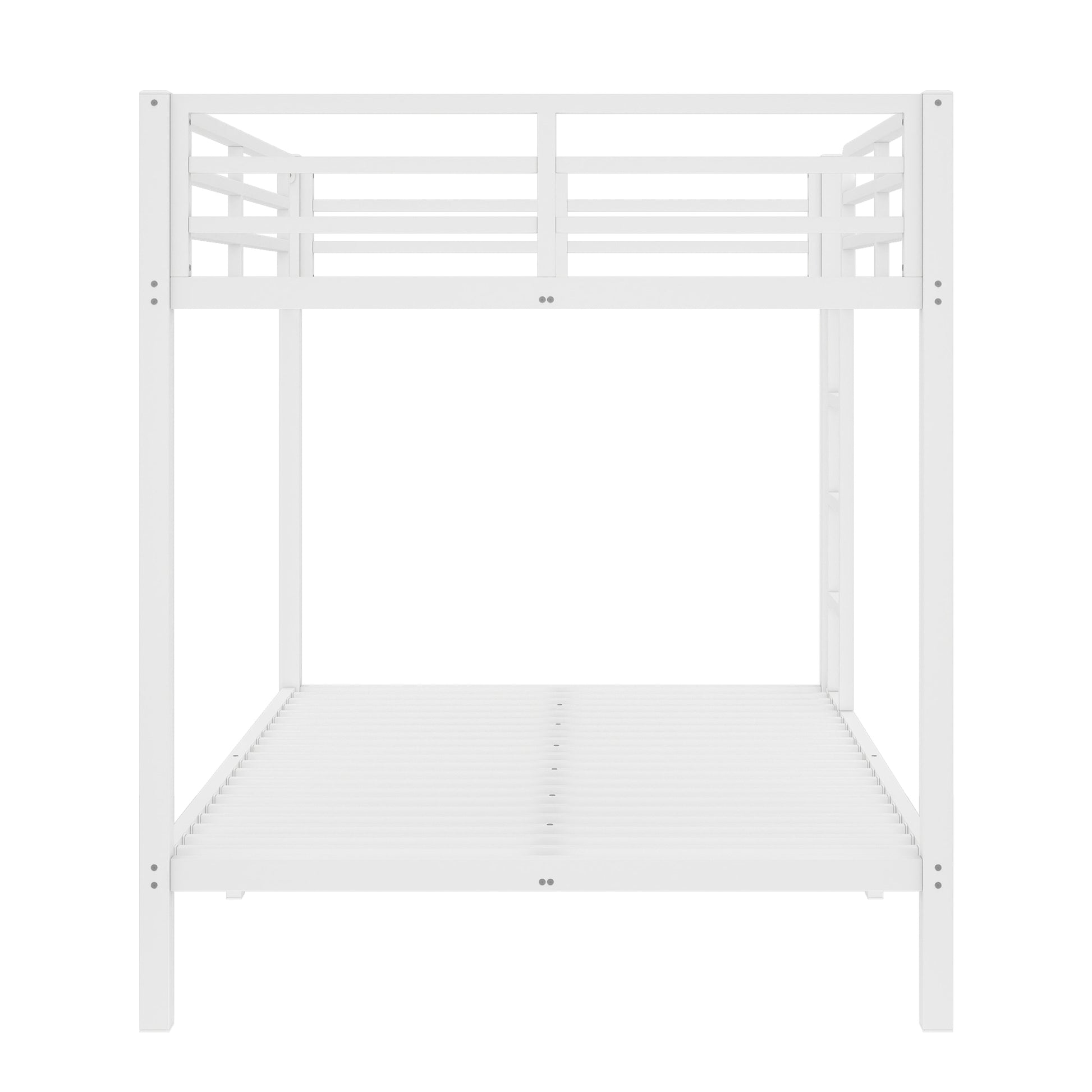 variant-group:rf-w1580p329015|Roomfitters Metal Full Over Full Bunk Bed Frame with Ladder & Safety Rail, Durable Space-Saving Design, White