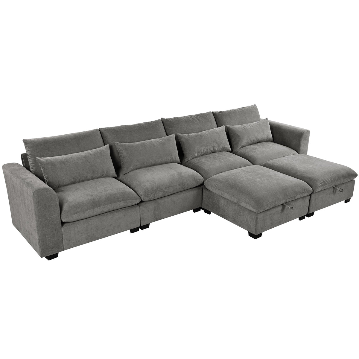 Roomfitters U-Shaped Modular Corner Sofa with Two Ottomans, Freely Transformable for Living Rooms, Studies, Home Theaters, Gray Roomfitters