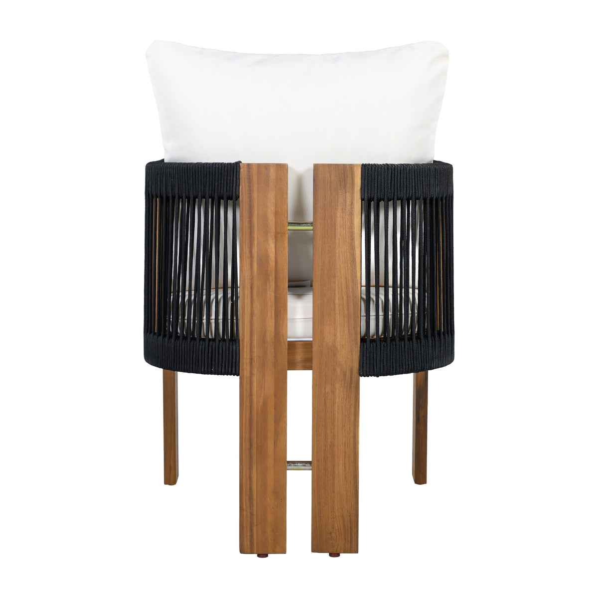 variant-group:rf-n711wy000496aab|Roomfitters 5-Piece Rope Woven Outdoor Dining Set, Farmhouse Solid Acacia Table, 4 Chairs Pack, Black and Brown