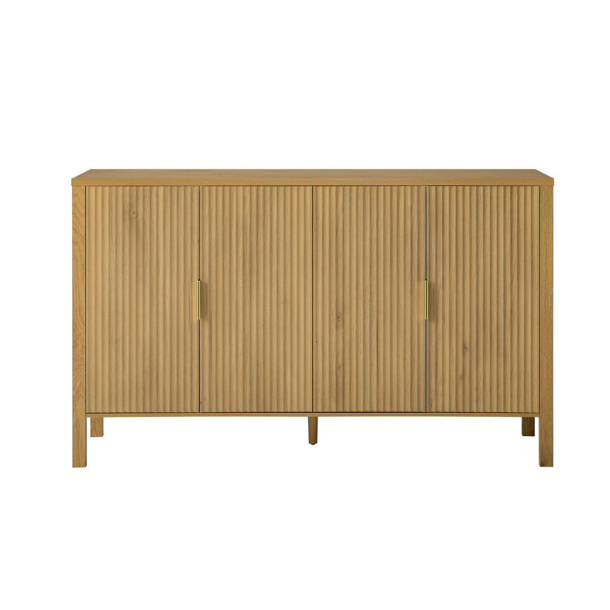 variant-group:rf-n711p345170o|Roomfitters 57.5" Sideboard Buffet Cabinet with 3 Door Mid-century Modern Fluted Storage for Kitchen & Dining Room, Natural