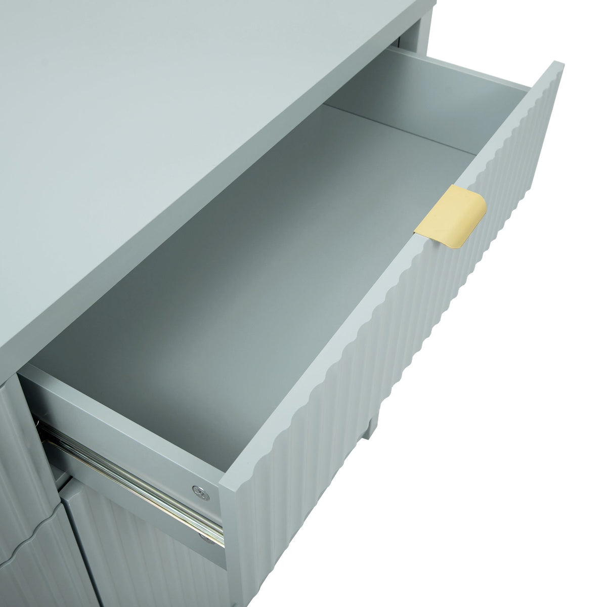Roomfitters Sideboard Buffet Cabinet with 2 Drawers, 4 Door Mid-century Modern Fluted Storage for Kitchen & Dining Room, Cyan Roomfitters