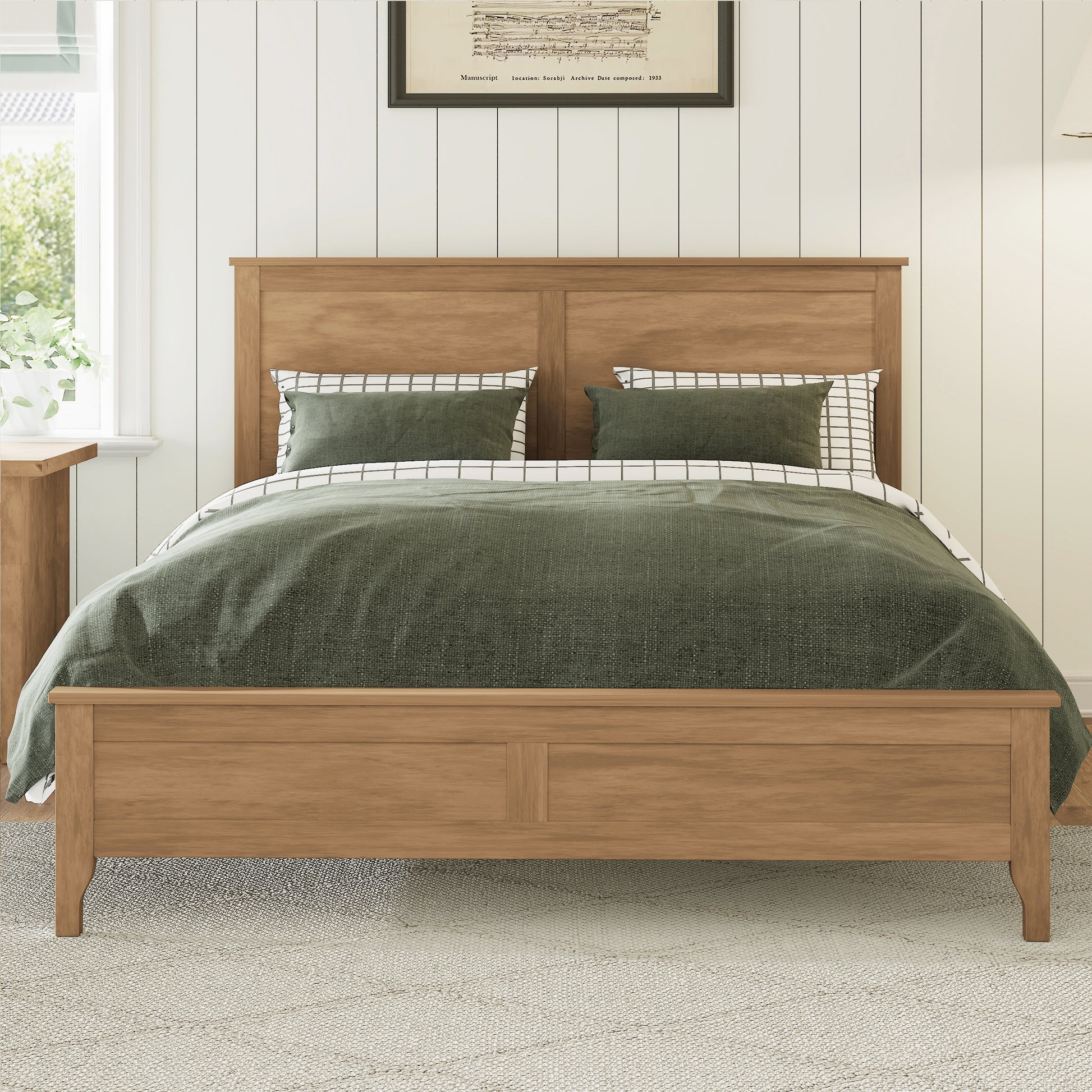 variant-group:rf-n701bs701p414277s|Roomfitters King Size Bed Frame with Paneled Headboard and Footboard, Traditional Wooden Platform Bed Frame, Seadrift