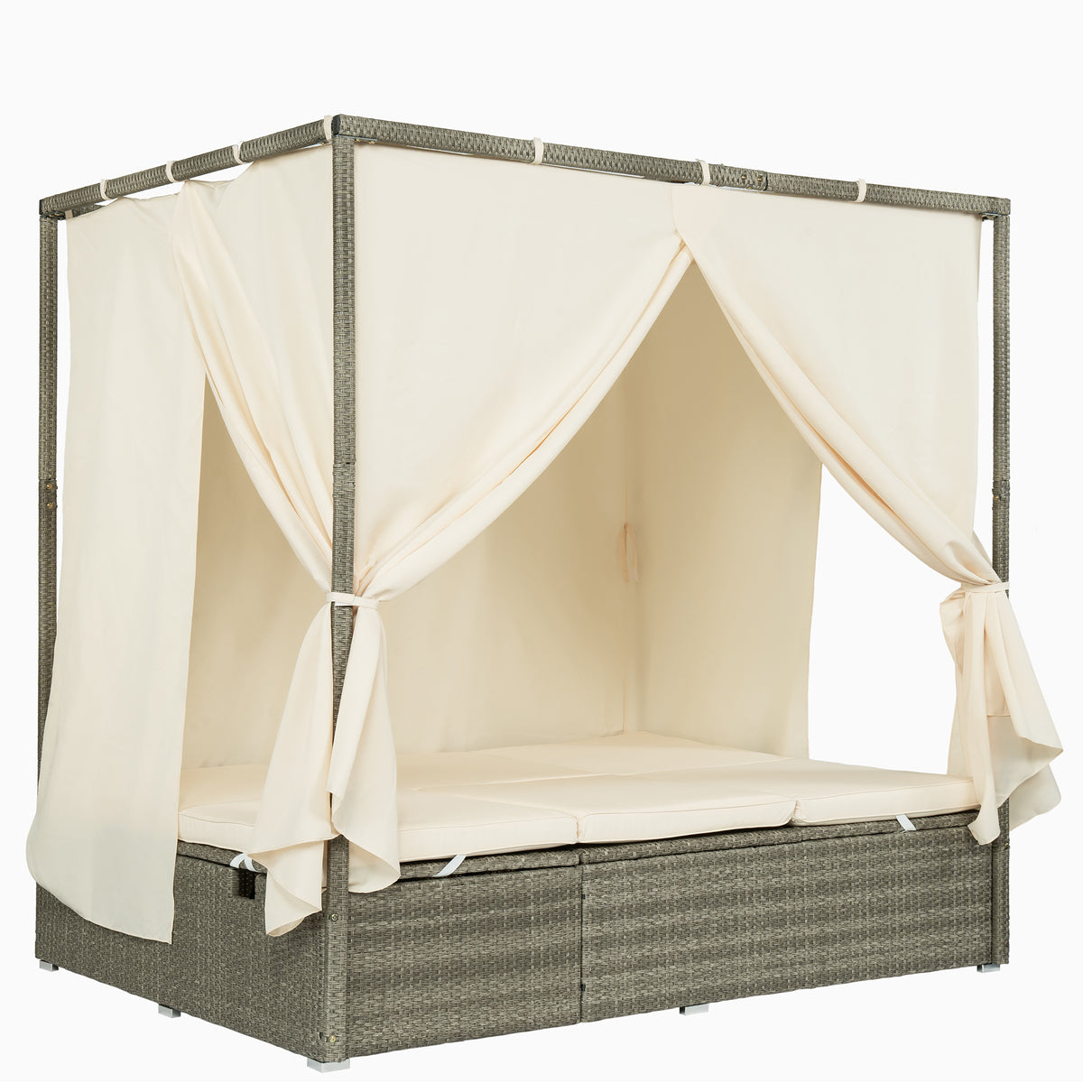 variant-group:rf-n711wy000437aaa|Roomfitters Outdoor Canopy Daybed with Cushions, Hidden Storage, Adjustable Lounge Chair, Retractable Canopy, for Patios, Beige