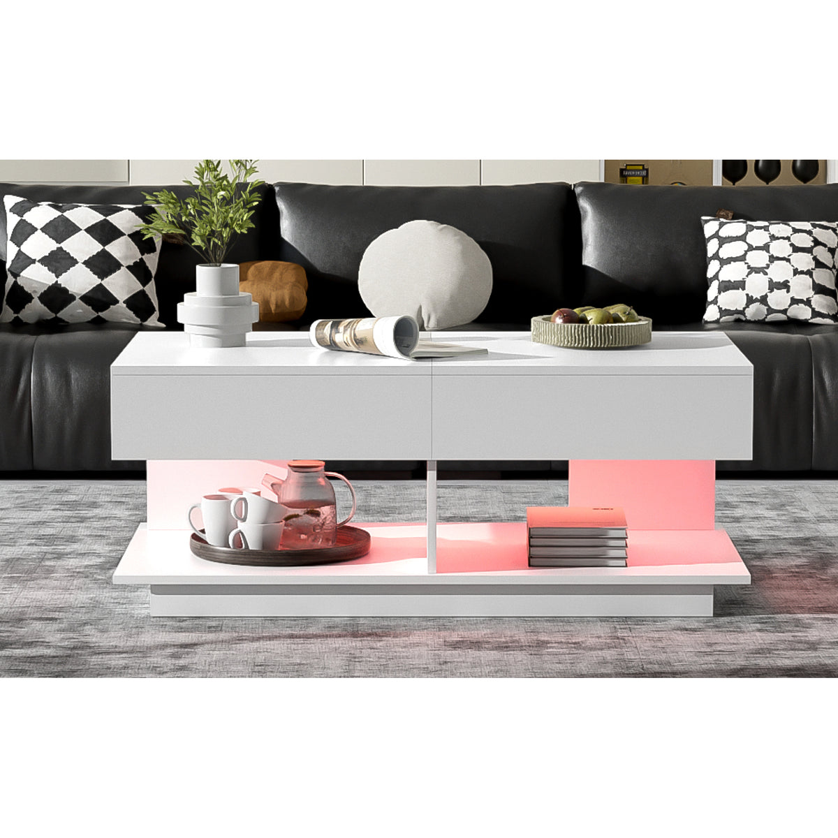 variant-group:rf-n724p290061k|Roomfitters Extendable Coffee Table with Hidden Storage and Compartments, Adjustable Multifunctional Center Table, White