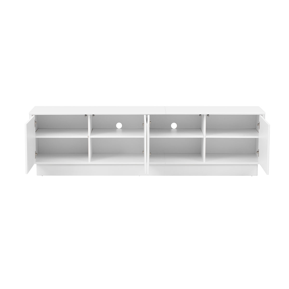 variant-group:rf-n724p426846k|Roomfitters Stylish 4-Door Wave Design TV Console with 16-Color USB LED Light, White