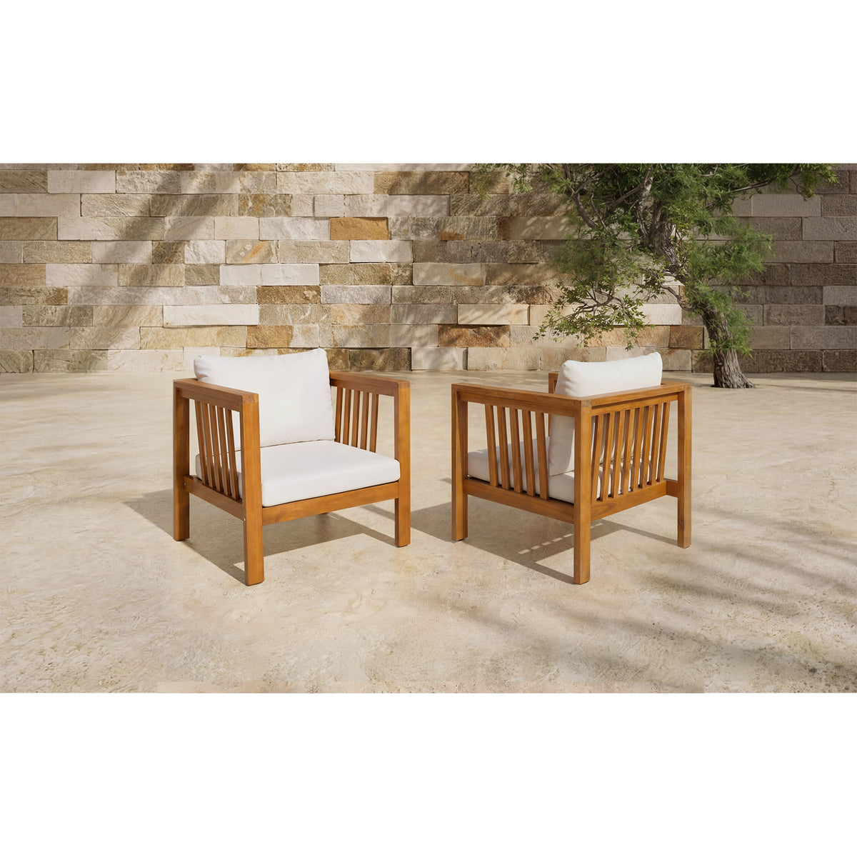 variant-group:rf-n704p448453a|Roomfitters Set of 2 Outdoor Acacia Wood Club Chairs with Modern Square Arms 2-Piece Patio Conversation Set Beige