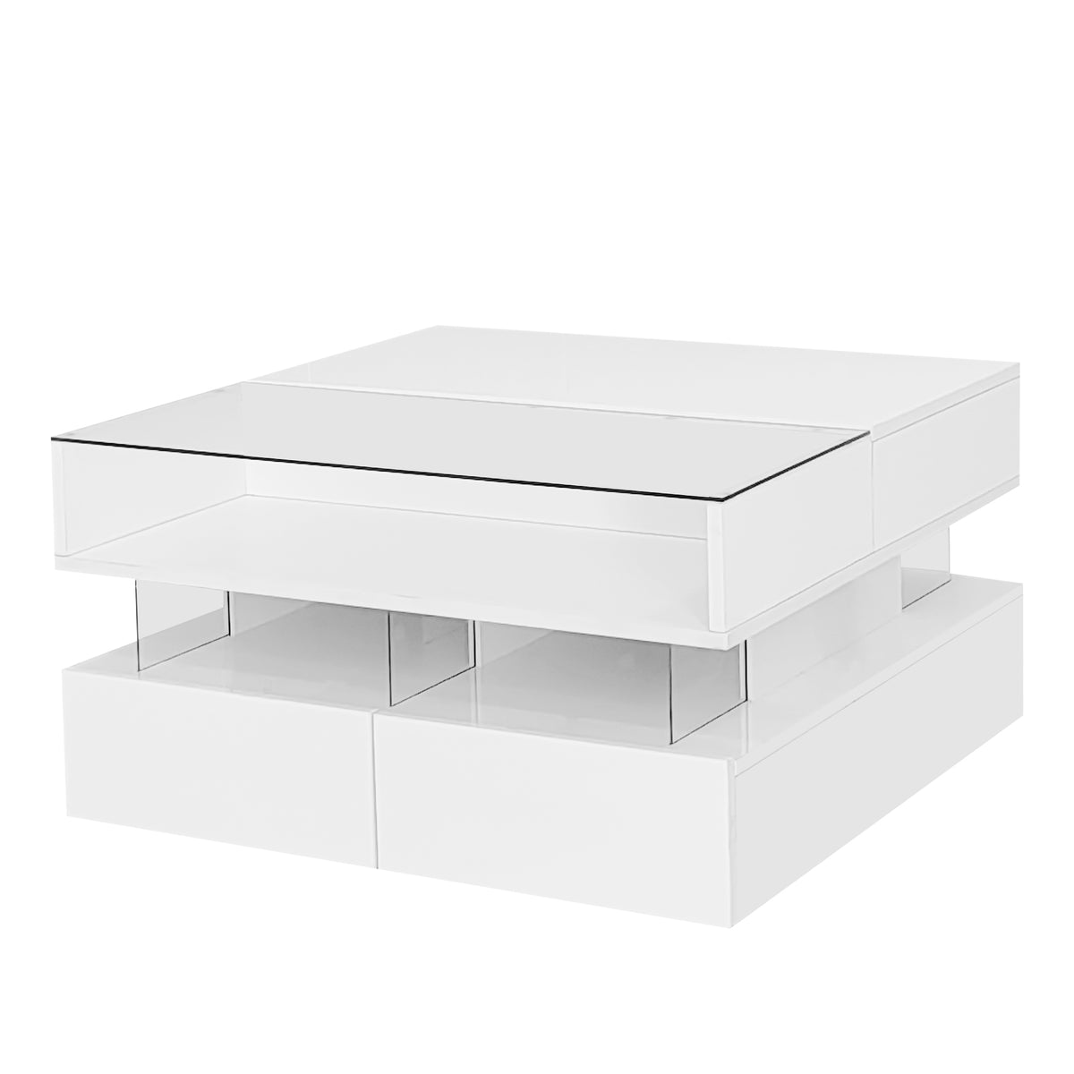 variant-group:rf-n724p290043k|Roomfitters Lift-Top Square Coffee Table with Glass Surface, Hidden Storage, High Gloss Finish, White