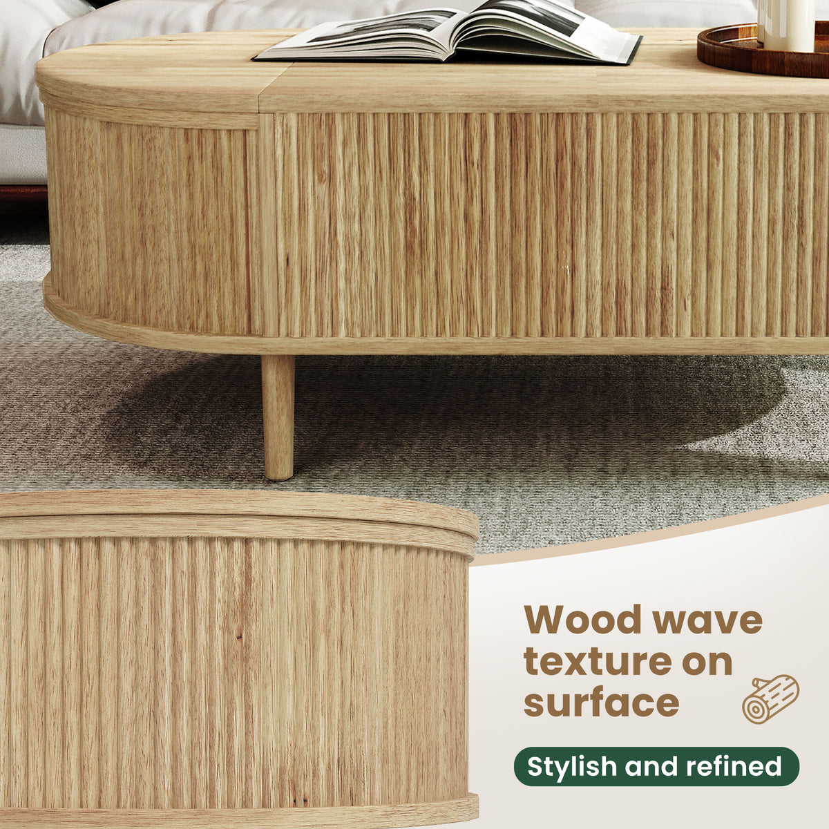 variant-group:rf-n724p416050d|Roomfitters Minimalist Oval Lift-Top Coffee Table with Wood Wave Grain Finish, Acacia Wood
