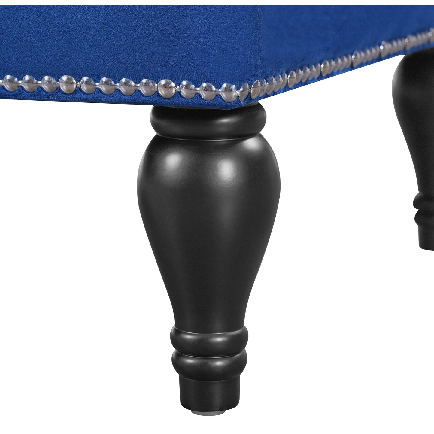 Roomfitters 58 Inch Fainting Couch, Velvet Upholstered Chaise Lounge Sofa with Button-Detailed Back & Nailhead Trim, Blue Roomfitters