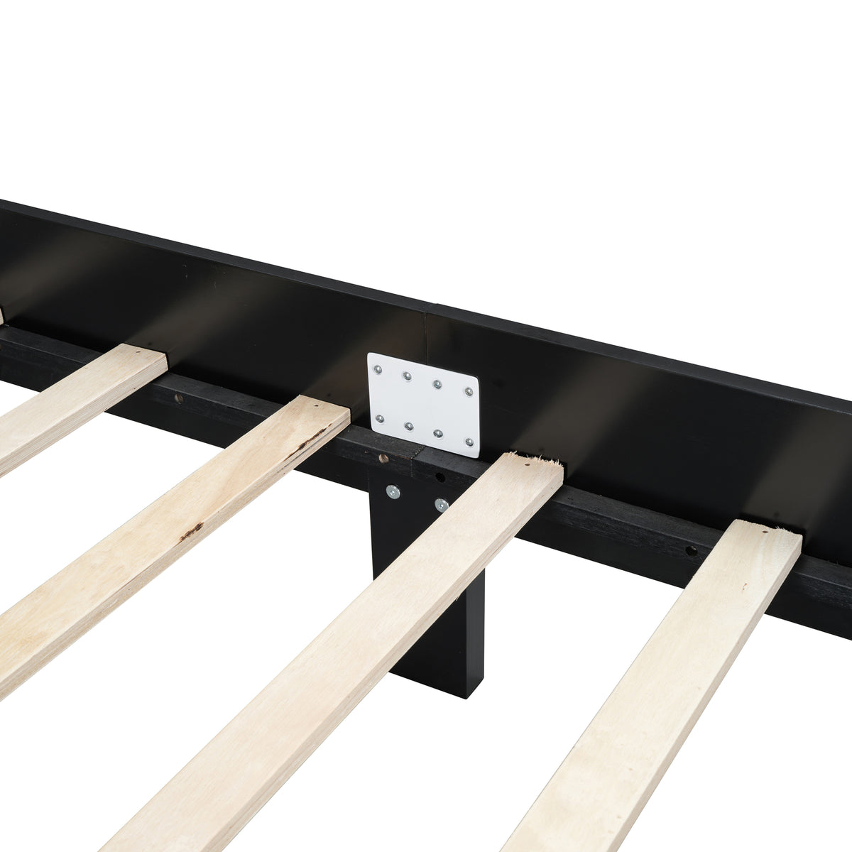variant-group:rf-n733p180013b|Roomfitters Queen Size Wooden Platform Bed with Natural Rattan Headboard, Vintage-Inspired Bed Frame with Sturdy Wooden Slat Support for Timeless Elegance, Black