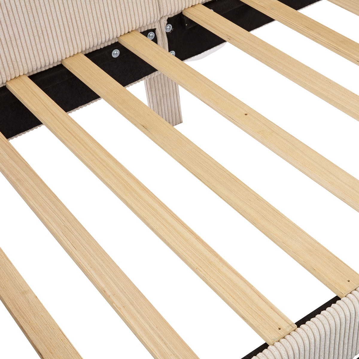 variant-group:rf-n733p171470a|Roomfitters Twin Size L-Shaped Corduroy Daybed, Upholstered Platform Bed Frame with 2 Convenient Storage Drawers for a Modern Touch, Beige
