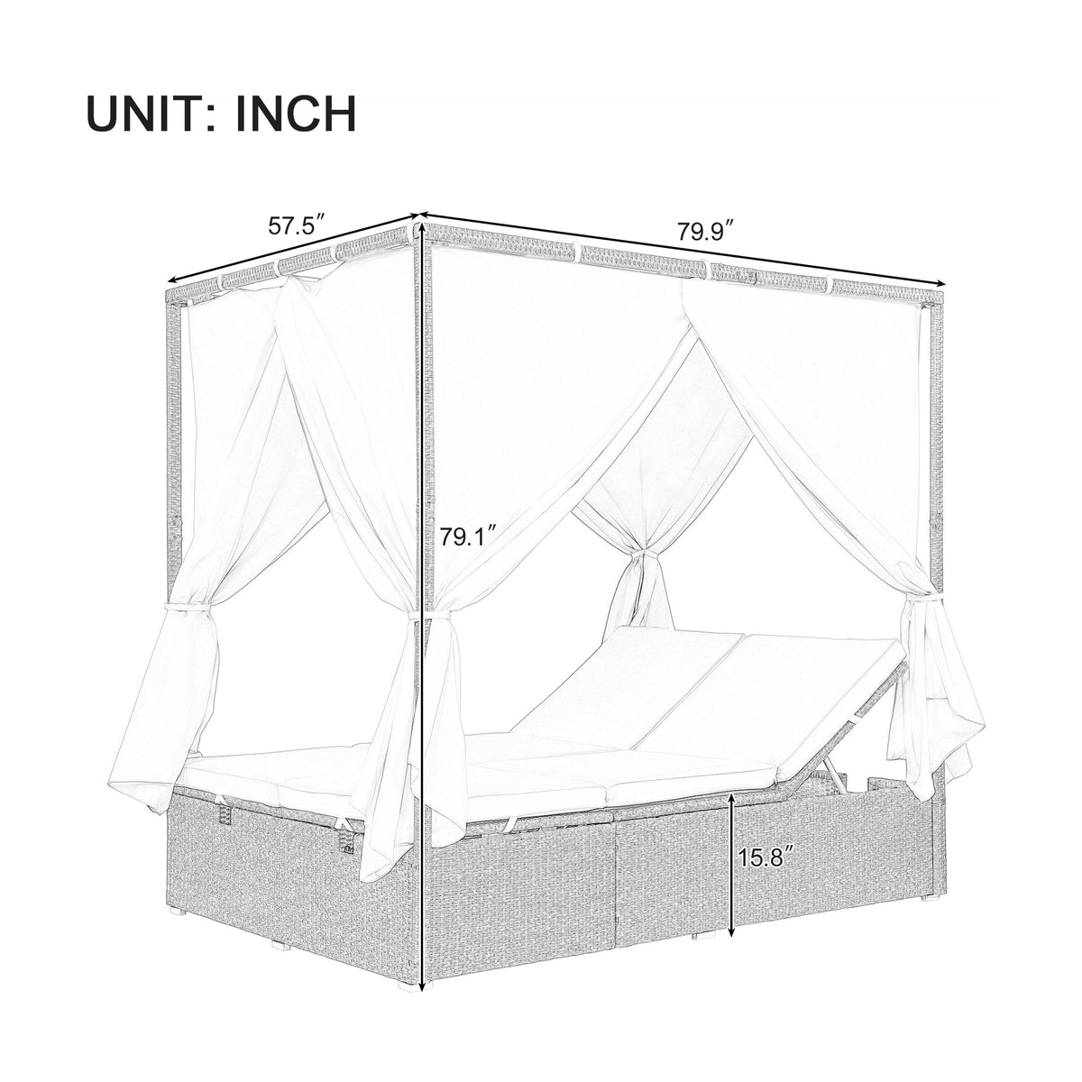 variant-group:rf-n711wy000437aao|Roomfitters Outdoor Canopy Daybed with Cushions, Hidden Storage, Adjustable Lounge Chair, Retractable Canopy, for Patios, Orange