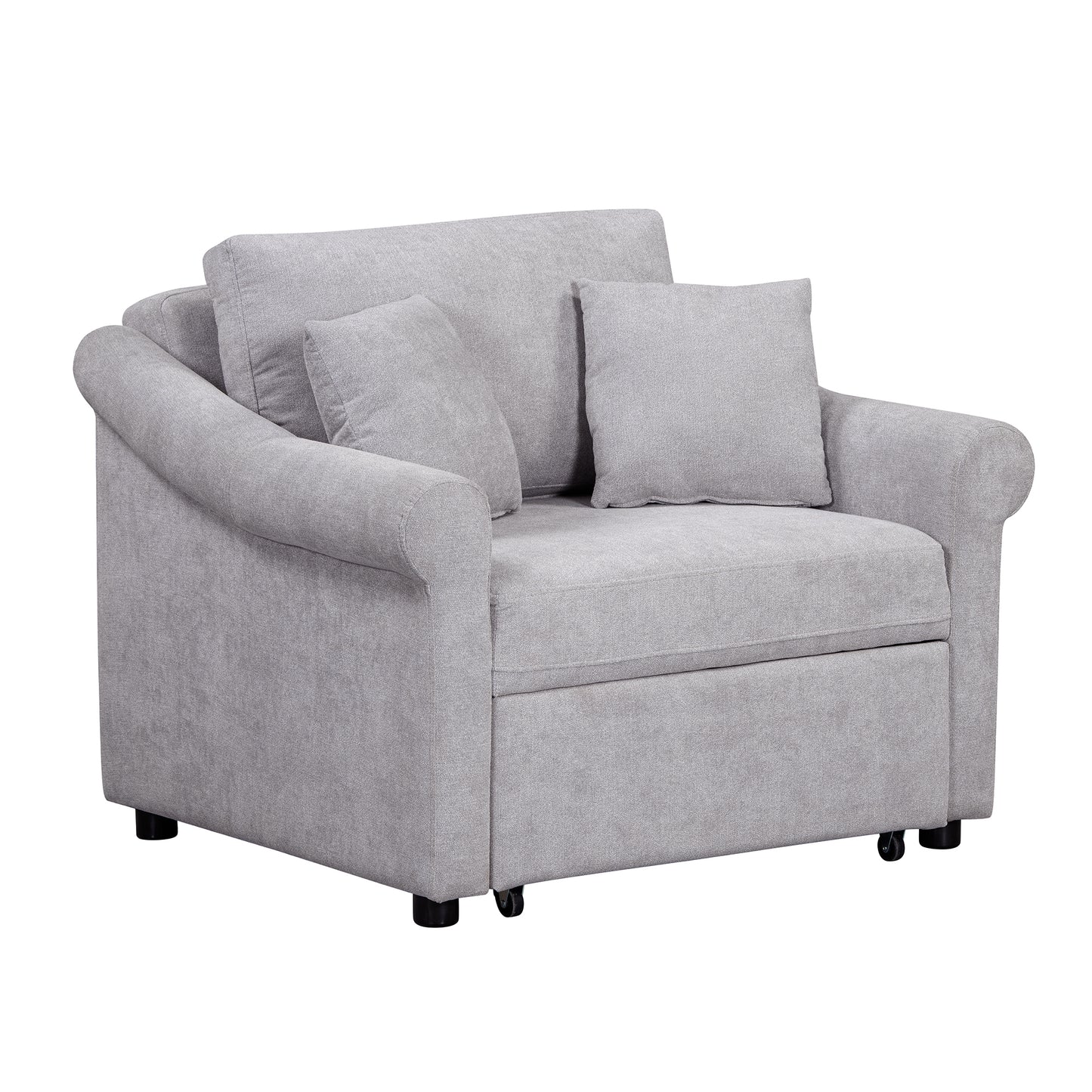 variant-group:rf-n701bs701p468429e|Roomfitters Chenille Convertible Sleeper Chair, 3 in 1 Single Sofa Bed Lounger, Adjustable Backrest Pull Out Bed, Gray