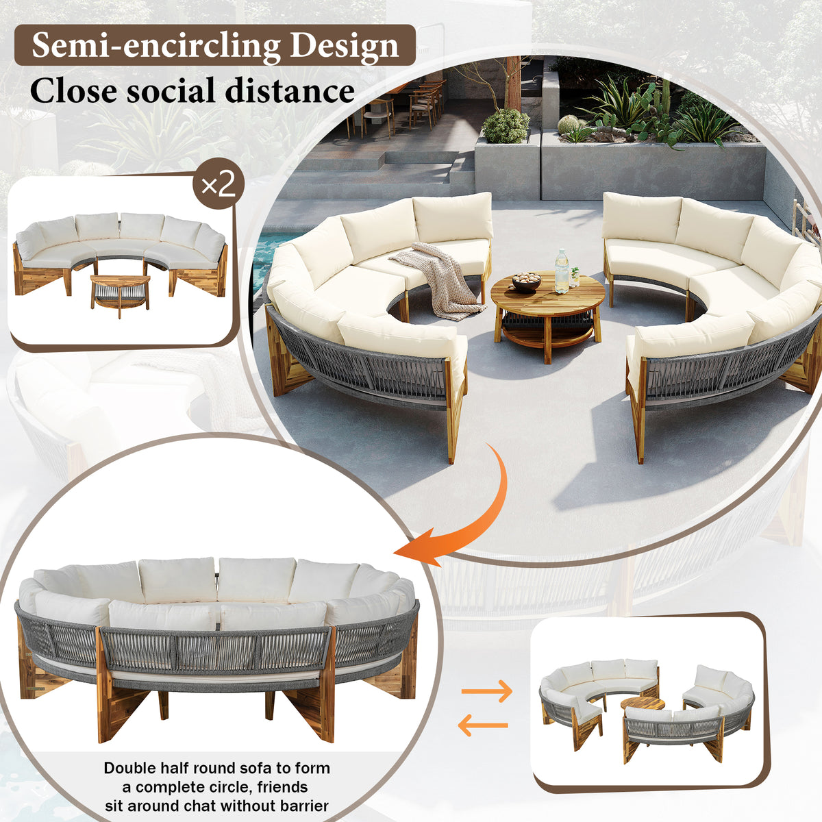 variant-group:rf-n711wy000468aaa|Roomfitters 3-Piece Outdoor Sofa Set for 6, Half-Moon Patio Conversation Set, Beige Cushions, Rope Woven Steel Sectional