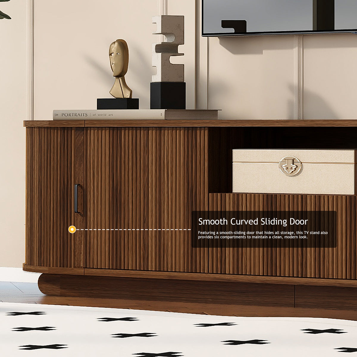 variant-group:rf-n724p420628d|Roomfitters American Style TV Stand Console with Hidden Sliding Doors, Antique Brown