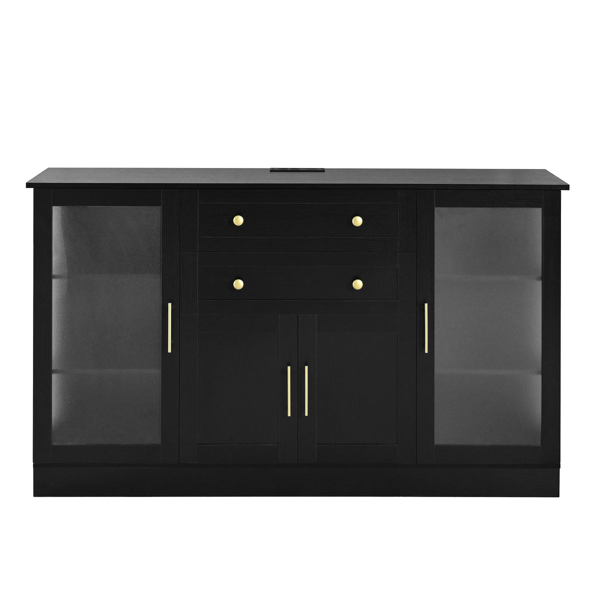variant-group:rf-n711p437648b|Roomfitters Contemporary Black Melamine MDF Buffet Sideboard Storage Cabinet Acrylic Doors Dining Room Kitchen Console