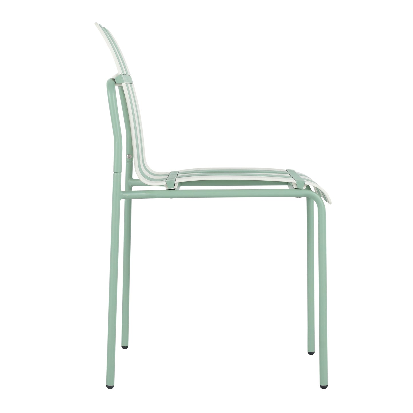 Summer- 4-Pack Modern Striped Color Block Chairs - Waterproof PP Seat & Sturdy Metal Legs, Indoor/Outdoor Dining Set for Patio, Balcony, Café (White & Green) Roomfitters